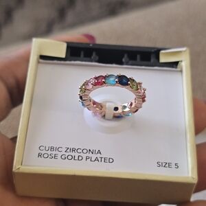 Charter Club Ring Rose Gold Plated Multicolor Crystal  Size 5 New Women